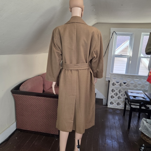 VTG Yves Saint Laurent Rive Gauche Wool Wrap Coat Camel Brown Belted EU 36 US 4 - Picture 3 of 16
